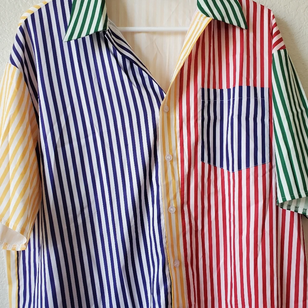 Shein Colorblock Striped Button Down Shirt - Picture 4 of 10